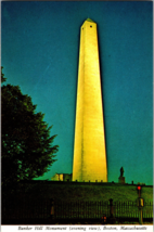 Vtg Postcard Bunker Hill Munument (Evening View) CharlstownBoston Massachusetts - £5.16 GBP