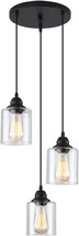 Sinmila 3-Lights Industrial Pendant Light With Glass Shade Matte, Farmhouse - £51.28 GBP