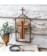 Cross wall Hanging in rustic Wood and Metal - $40.73 CAD