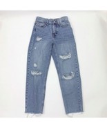 Forever 21 Super Ripped Distressed 4 Button Jeans Raw Hem Wms Size 24 - $14.84