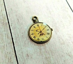 Clock Charm Antiqued Bronze Steampunk Pendant Enameled Pocket Watch Eiff... - £2.78 GBP