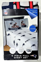 NFL Patriots 4 Piece Full Sheet Set Fitted Flat 2 Pillowcase Microfiber ... - £38.43 GBP