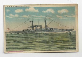  Vintage Post Card 1920s U.S.S. Dreadnought California Vg Condition, Unused. - £2.88 GBP