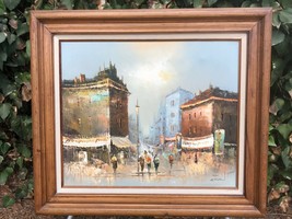 Wilson Original Paris Street Modern Impressionist Mid Century Large Oil &amp; Canvas - £602.54 GBP