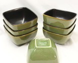 Home Trends Rave Green Square Soup Bowls 5 7/8&quot; Lot of 7 - $42.13