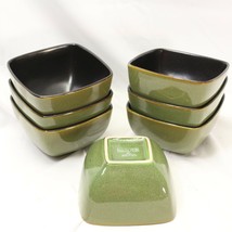 Home Trends Rave Green Square Soup Bowls 5 7/8&quot; Lot of 7 - $42.13
