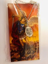 Saint Michael the Archangel/Guardian Angel 2 Sided Medal Necklace, New - £5.49 GBP