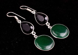 Handcrafted 925 Sterling Silver Green Onyx Gemstone Gold / Rose Plated Earrings - £21.99 GBP+