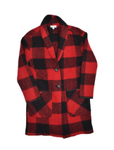 Barneys New York Wool Blend Coat Womens XS Red Buffalo Plaid Peacoat - $40.25