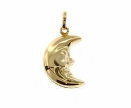 18K YELLOW GOLD ROUNDED HALF MOON PENDANT CHARM 26 MM SMOOTH MADE IN ITALY - $192.36