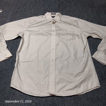 Statements Shirt Broadcloth Adult Large Gray Tan Casual Button Up - $11.27