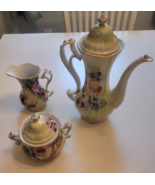 Limoges China Hot Chocolate Pot Creamer VNTG Multicolor Roses Gold Trim ... - $128.65