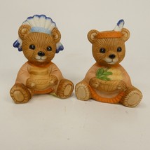 Homco Figurines Autumn Harvest Thanksgiving Indian Bears Set of 2 5312 KHJUD - £7.19 GBP