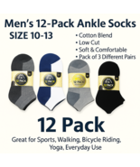 12-Pack Men’s Ankle Socks Size 10–13 – Cotton Blend Low-Cut Sports Socks - $12.86