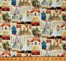 Cotton Wonders of Asia Asian Landmarks Monuments Fabric Print by Yard D787.05 - £10.32 GBP