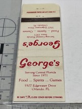Matchbook Cover  George’s  Food • Spirits • Games  Orlando, FL   gmg  Unstruck - £9.74 GBP