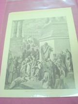 1880 Illustrated Bible Page Repentance For Nineveh - $7.99