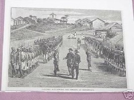 1889 Africa Illustrated Page Gordon Reviewing Troops - £6.29 GBP