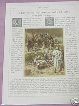 1899 Illustrated Bible Page Parted His Raiment - £6.37 GBP