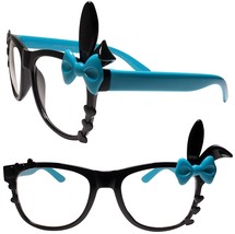 Bunny Ears Fun Party Colorful Cute Heart Accent Black &amp; Blue Clear Lens ... - $13.53
