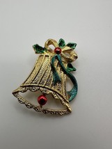 Vintage Gold Enamel Jingle Bell Christmas Brooch BB5 - $16.83