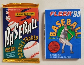 1993 Fleer &amp; 1994 Score Baseball Lot of 2 (Two) Sealed Unopened Packs**  - £10.77 GBP