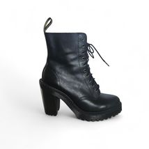 Dr Martens Kendra Soft Black Sendal Leather Mono Chunky Hi Heeled Boots ... - $126.72