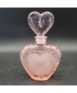 Vintage Rose Pink Heart Glass Perfume Bottle with Heart Stopper - $14.84