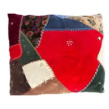 Crazy Quilt Velvet Pillow Boho Chic Style VTG - $19.79