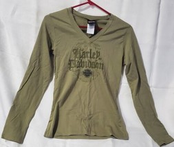 Harley Davidson Long Sleeve Woman&#39;s Green Shirt Size L - £15.95 GBP