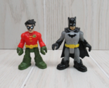 Fisher Price Imaginext DC Super Friends Gray Batman red green Robin figu... - $8.90
