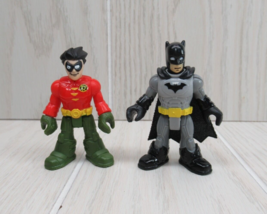 Fisher Price Imaginext DC Super Friends Gray Batman red green Robin figure lot 2 - £6.95 GBP