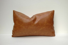 Pillow Cushion Cover Leather Decor Set Genuine Soft Lambskin Tan All Size New 70 - £29.34 GBP+