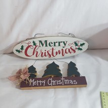 Merry Christmas Wooden signs lot of 2 - £9.15 GBP
