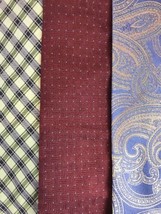 Club Room Tie Lot Of 3 Neckties 100% Silk Blue Gold Burgundy Blue Green - £12.39 GBP