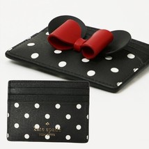 Kate Spade Disney Minnie Mouse Cardholder Black Wallet Red Bow K4761 NWT $99 - £27.86 GBP