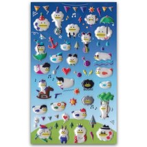 CUTE CLOUD DUCK STICKERS Pearl Finish Puffy Sticker Sheet Kid Craft Scra... - $2.49