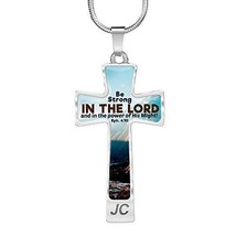 Express Your Love Gifts Be Strong in The Lord Bible Verse Cross Pendant Necklace - £38.22 GBP