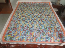 Handmade Juvenile Football &amp; Animals Flannel &amp; Dbl. Knit Tied Quilt - 52&quot; X 66&quot; - £11.76 GBP