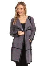 Women&#39;s Collarless Longline Oversized Open Front Chevron Lapel Wrap Tren... - £52.59 GBP