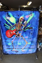 Skeleton Guitar Microphone Rock Til You Drop Throw Blanket 50X60 - £27.06 GBP