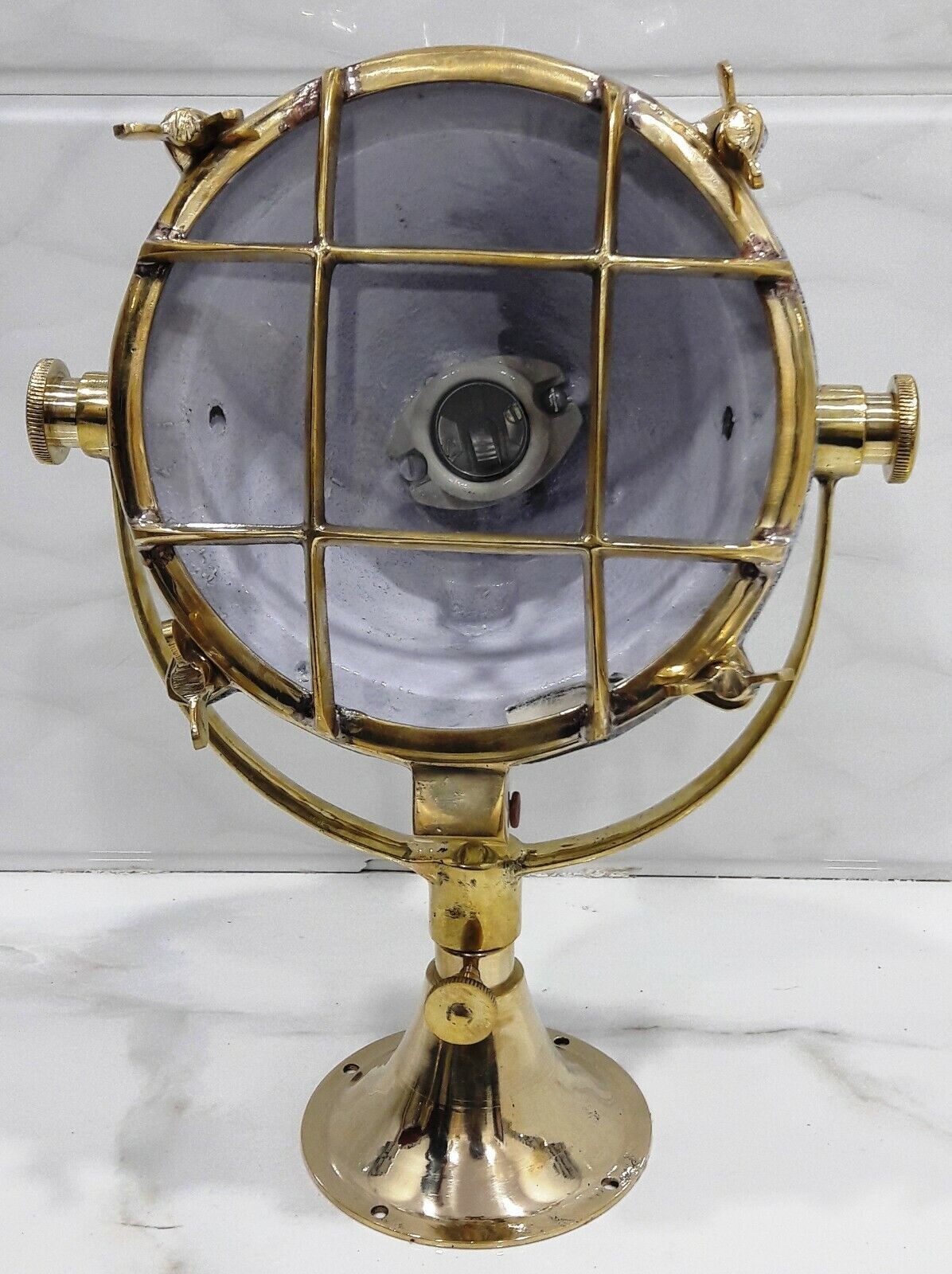 FARO NUOVO SPOT BARCA MARINA STILE NAUTICO VINTAGE OTTONE E ALLUMINIO