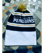 LABATT BLUE Pittsburgh Penguins Embroidered Black &amp; White  Adult Knit To... - £15.65 GBP
