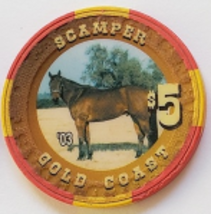 Scamper 1996 Pro Rodeo Hall of Fame Gold Coast $5 Casino Poker Chip - £15.58 GBP