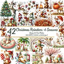 Watercolor Christmas Reindeer Clipart | Four Seasons PNG Bundle (Digital... - $5.07 CAD