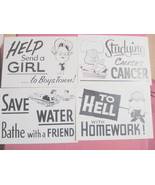 Four 7&quot;x10&quot; Black and White Vintage Funny Plastic Signs - $188.29 MXN