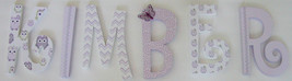 Lavender Owls-Wood Letters-Nursery Decor- Price Per Letter- Lavender Woo... - £9.90 GBP