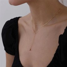Delicate Double Chain Silver Layered Necklace in 14K Yellow Gold Over for Womens - £49.72 GBP