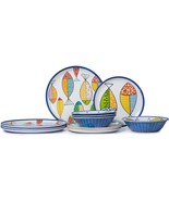 Melamine Dinnerware Set Plates Dishes Bowls Salad Service For 4 Outdoor ... - £58.20 GBP