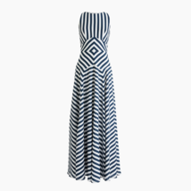 NWT J.Crew Sleeveless High-neck Maxi in Navy Ivory Geometric Stripe Dress 0 - £71.64 GBP